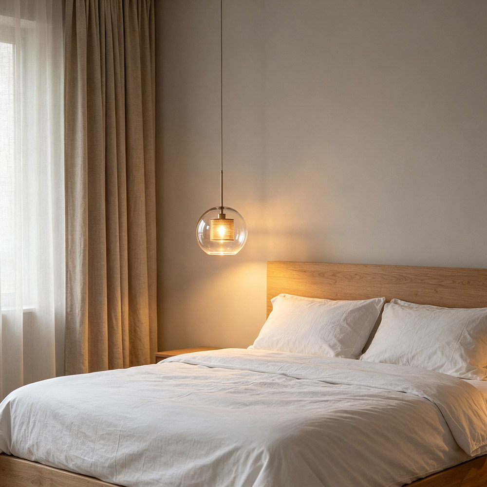 Nordic Minimalist Round Glass Metal Pendant Lamp for Hotel Loft Decor