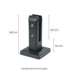 Square Base Glass Railing Spigot / Glass Fence Post (For 8–13mm Glass)