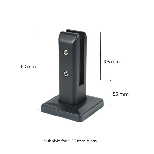Square Base Glass Railing Spigot / Glass Fence Post (For 8–13mm Glass)