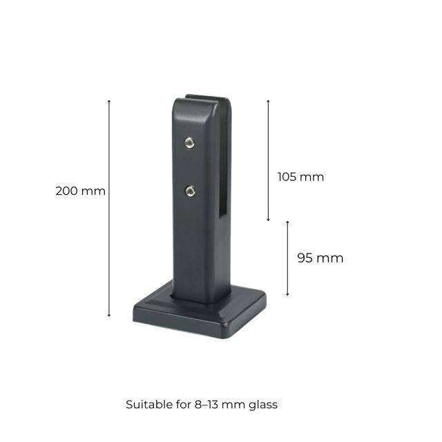 Square Base Glass Railing Spigot / Glass Fence Post (For 8–13mm Glass)