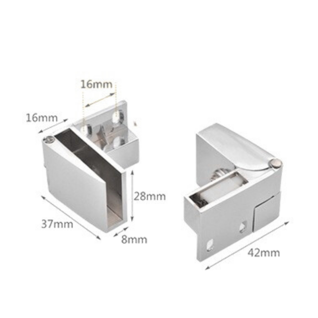 Zinc Alloy No-Drill Glass Door Hinge