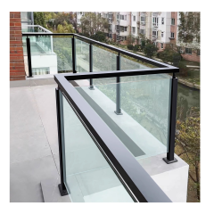 Square Tube Glass Railing Post with Base Plate