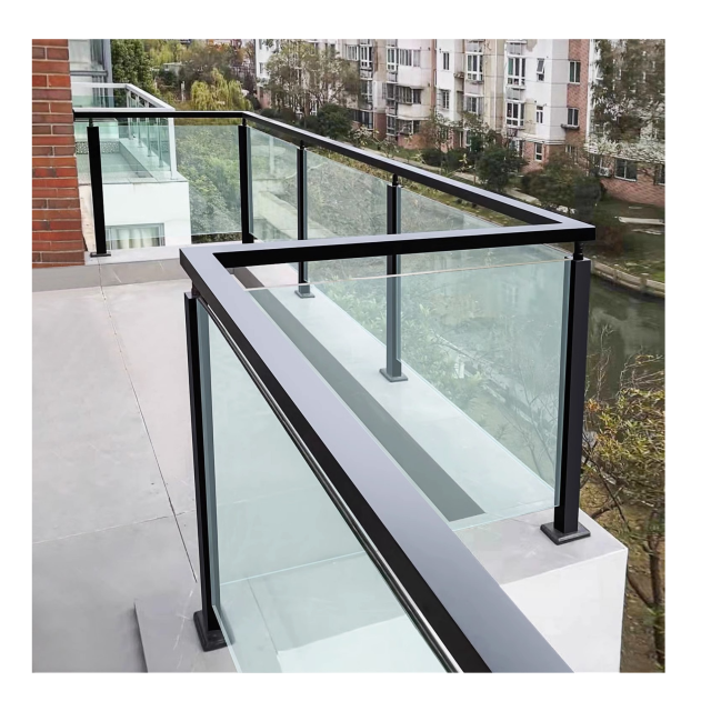 Square Tube Glass Railing Post with Base Plate