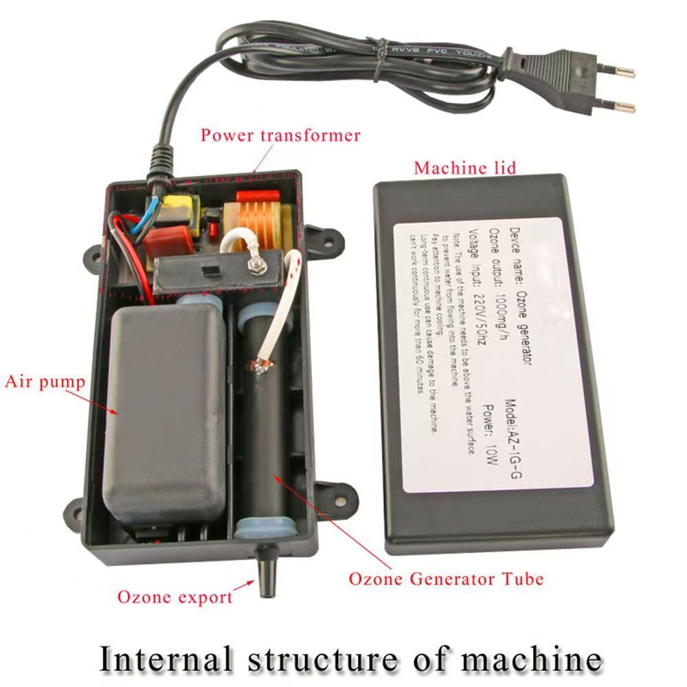 1000mg Home Ozone Generator: Water Treatment, Sterilization, Odor Removal & Fruit/Vegetable Disinfection Machine