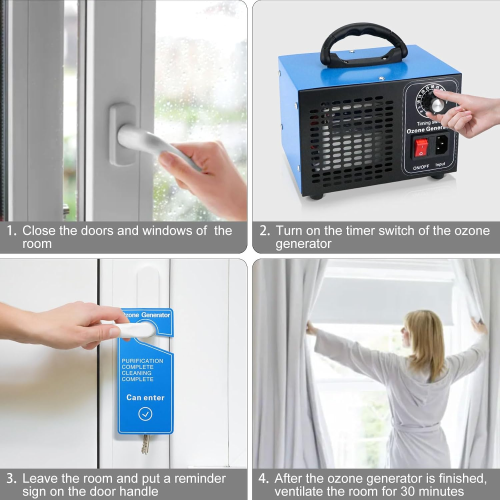 Ozone Generator 60000mg/h, Ozone Machine with Timer Industrial Air Purifier O3 Ozonizer for Home, Cars, Garage, Pets Kitchen Odour and Smoke Removal