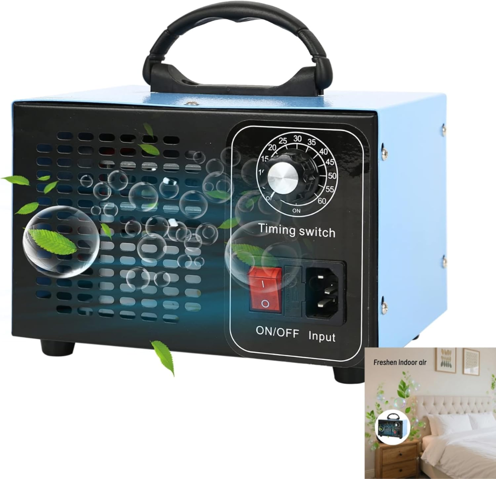 Ozone Generator 60000mg/h, Ozone Machine with Timer Industrial Air Purifier O3 Ozonizer for Home, Cars, Garage, Pets Kitchen Odour and Smoke Removal