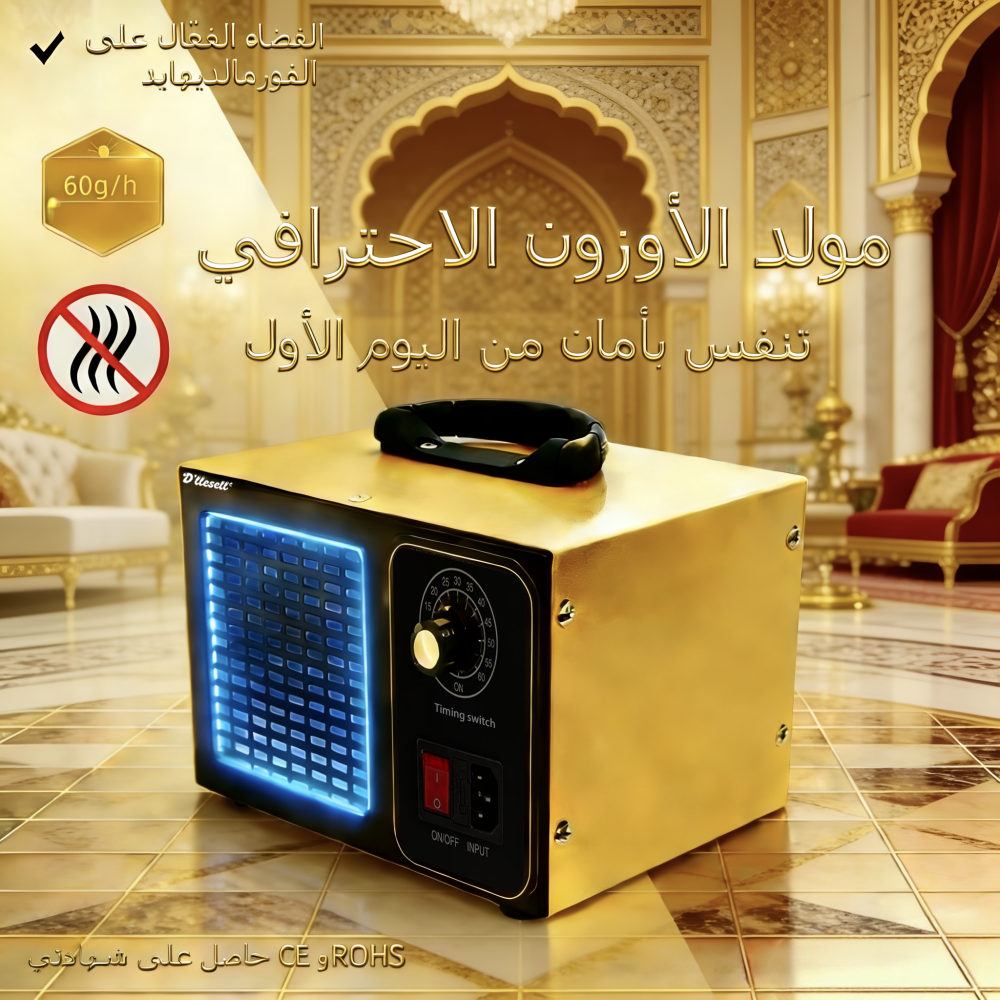 جهاز تنقية الهواء المنزلي لإزالة الروائح، مولد الأوزون، مصمم خصيصًا للقضاء على البكتيريا والفيروسات والروائح العالقة – حارس الواحة - الإصدار الفاخر 2026