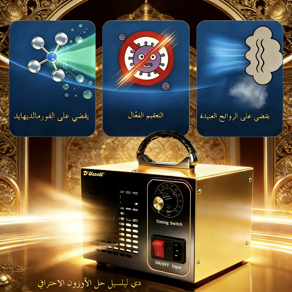 جهاز تنقية الهواء المنزلي لإزالة الروائح، مولد الأوزون، مصمم خصيصًا للقضاء على البكتيريا والفيروسات والروائح العالقة – حارس الواحة - الإصدار الفاخر 2026