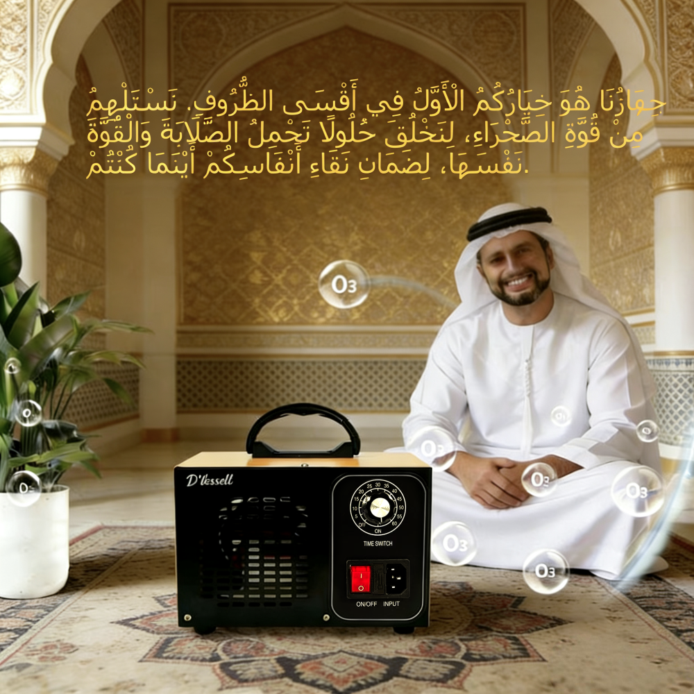 جهاز تنقية الهواء المنزلي لإزالة الروائح، مولد الأوزون، مصمم خصيصًا للقضاء على البكتيريا والفيروسات والروائح العالقة – حارس الواحة - الإصدار الفاخر 2026