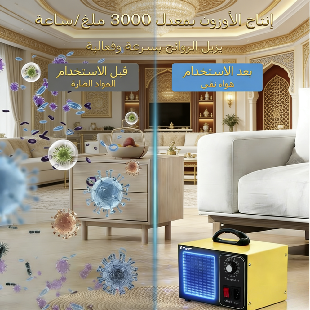 جهاز تنقية الهواء المنزلي لإزالة الروائح، مولد الأوزون، مصمم خصيصًا للقضاء على البكتيريا والفيروسات والروائح العالقة – حارس الواحة - الإصدار الفاخر 2026