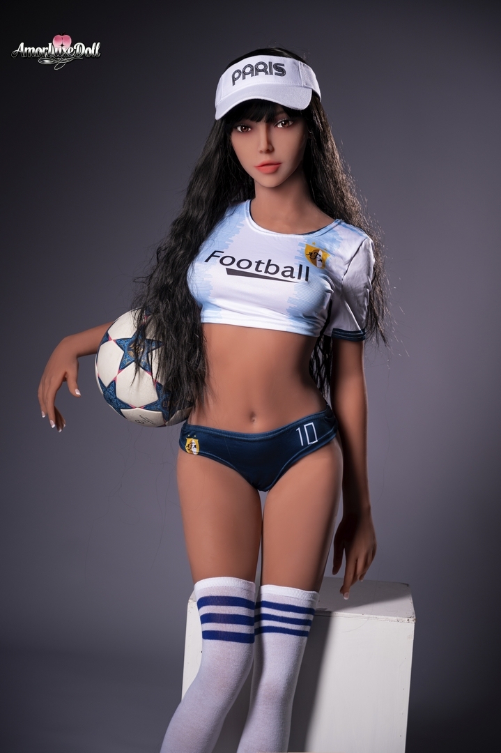 Evangeline 5'5" 166cm TPE realistic doll with long black hair and football outfit
