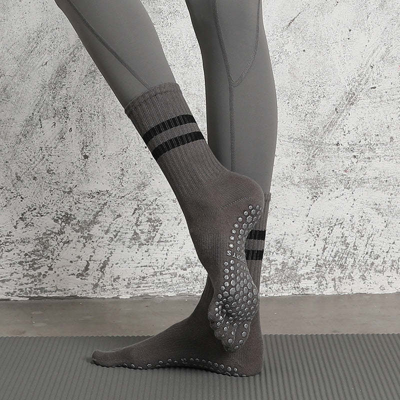 Crew Anti-Slip Grip Toe Socks (Dual-Stripe)
