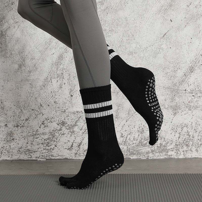 Crew Anti-Slip Grip Toe Socks (Dual-Stripe)