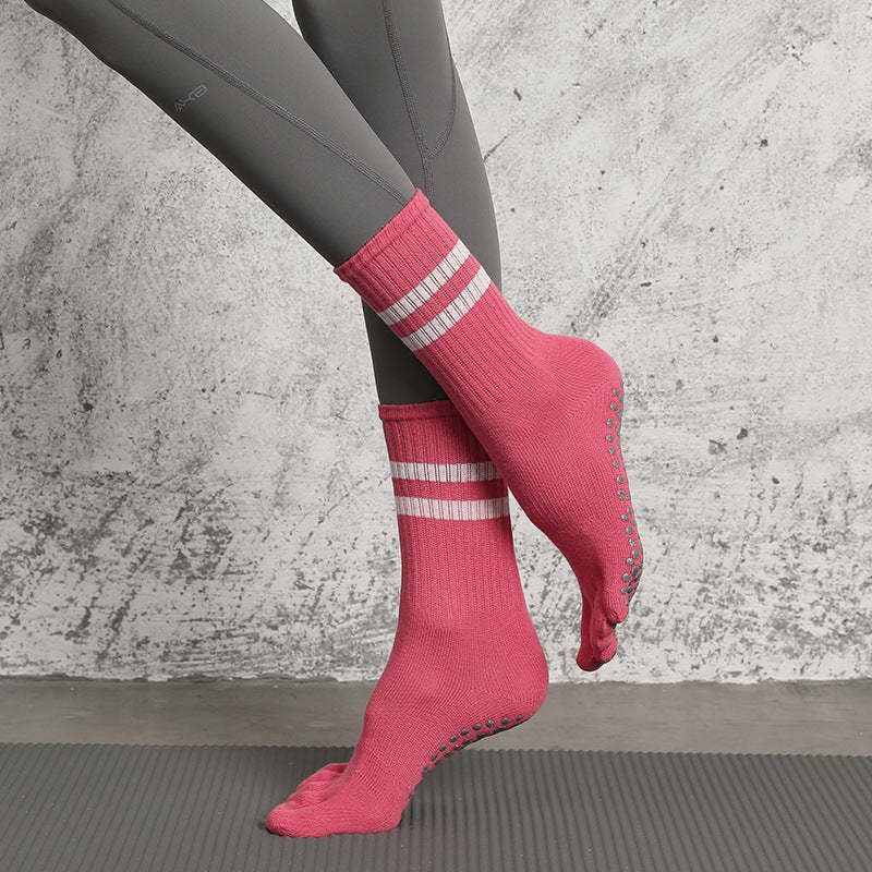 Crew Anti-Slip Grip Toe Socks (Dual-Stripe)
