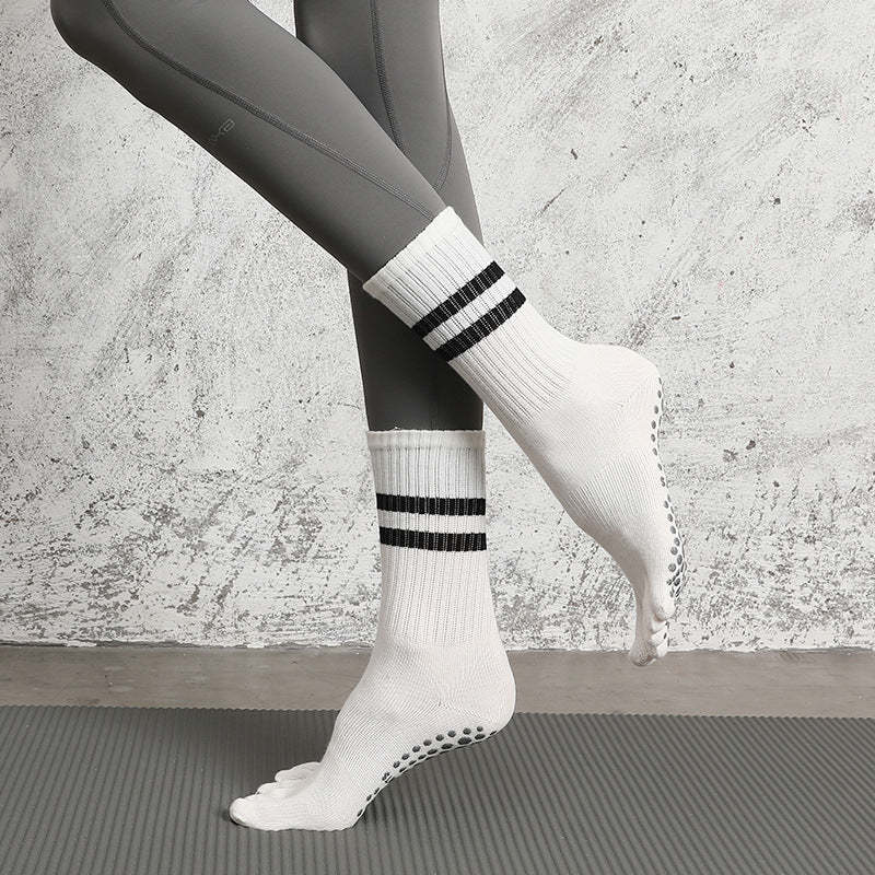 Crew Anti-Slip Grip Toe Socks (Dual-Stripe)