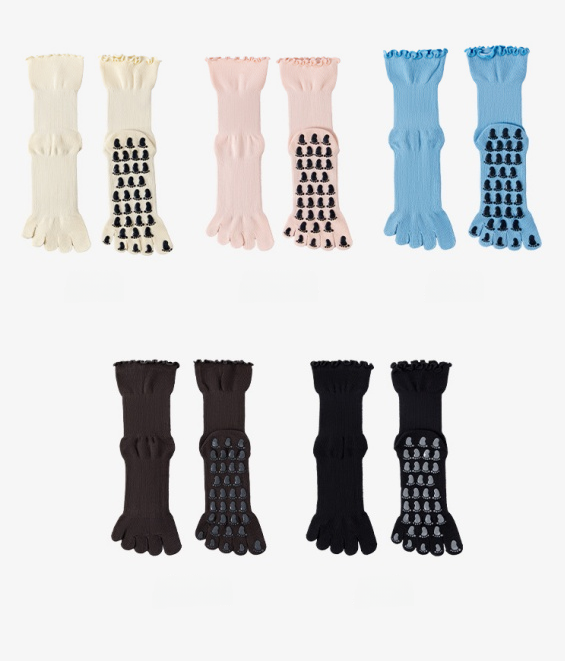 Non-Slip Grip Yoga Socks - 5 Toe Pilates Socks (Ballet)