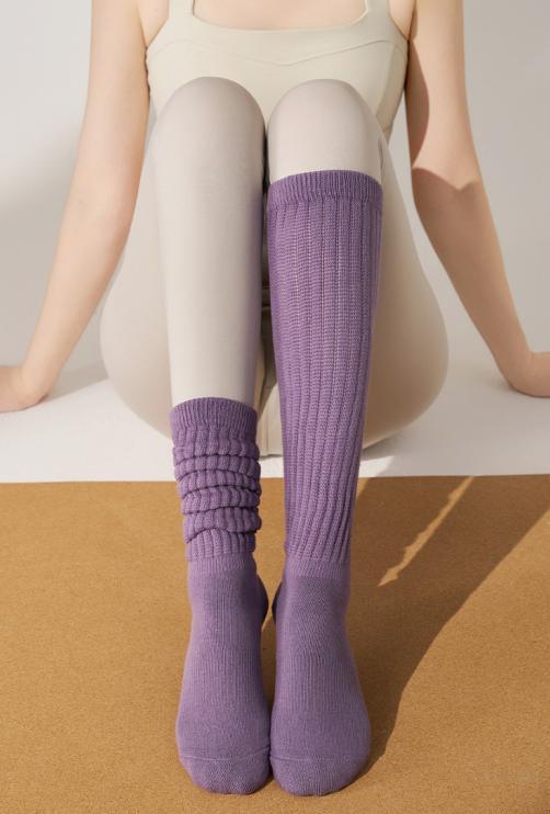 Crew Anti-Slip High-Rise Yoga Socks (Stacked Design)
