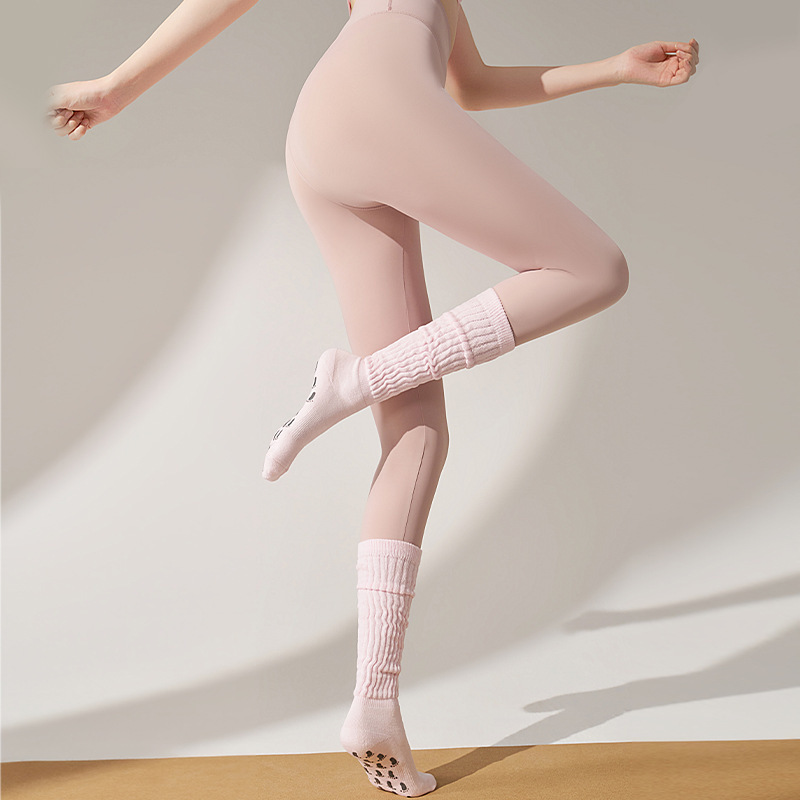 Crew Anti-Slip High-Rise Yoga Socks (Stacked Design)