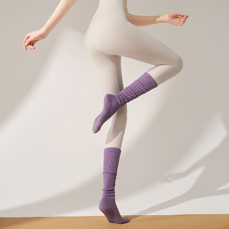 Crew Anti-Slip High-Rise Yoga Socks (Stacked Design)