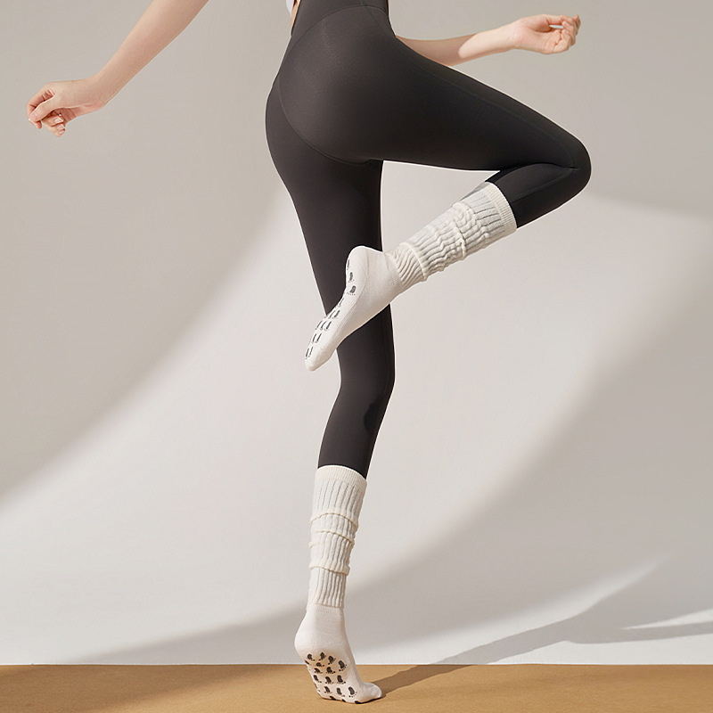 Crew Anti-Slip High-Rise Yoga Socks (Stacked Design)