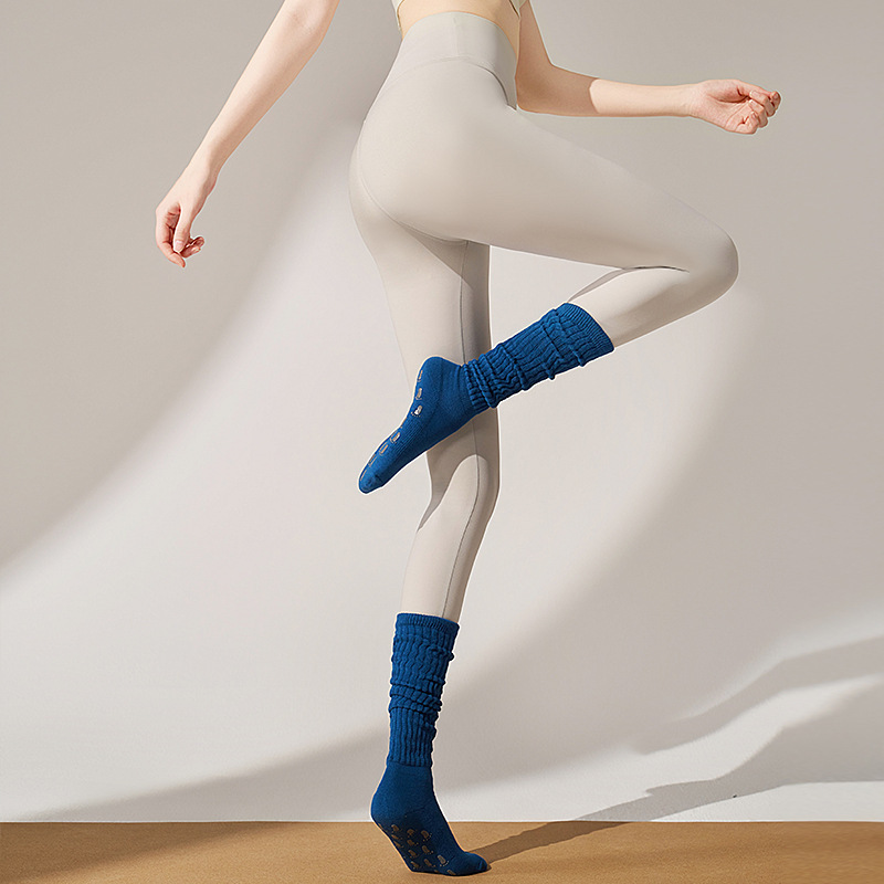 Crew Anti-Slip High-Rise Yoga Socks (Stacked Design)