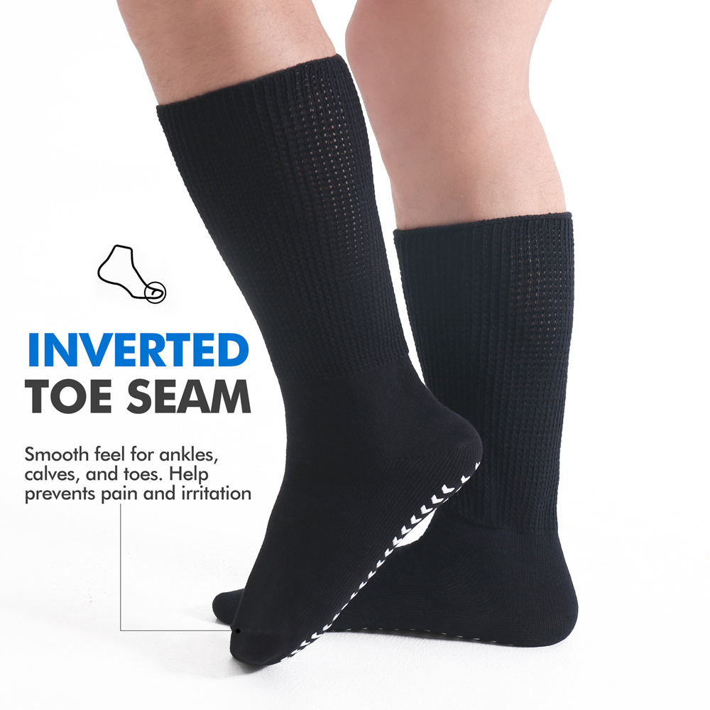 Diabetic Socks for Swollen Wide Feet - Non-Slip Nursing Socks