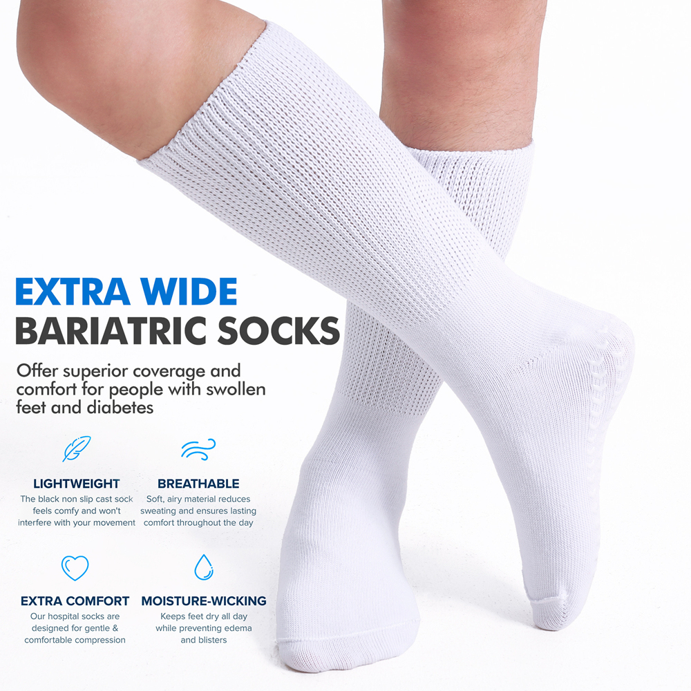 Diabetic Socks for Swollen Wide Feet - Non-Slip Nursing Socks