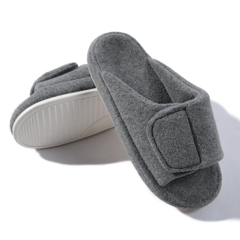 Adjustable Wide Slippers for Swollen Feet, Bunions & Diabetic Neuropathy - Soft Non-Slip Sole