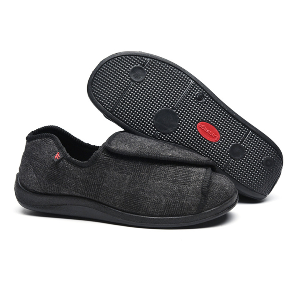 Men's Diabetic Wide Fit Memory Foam Slippers Adjustable Wide Fit Swollen Feet Shoes Breathable Comfortable