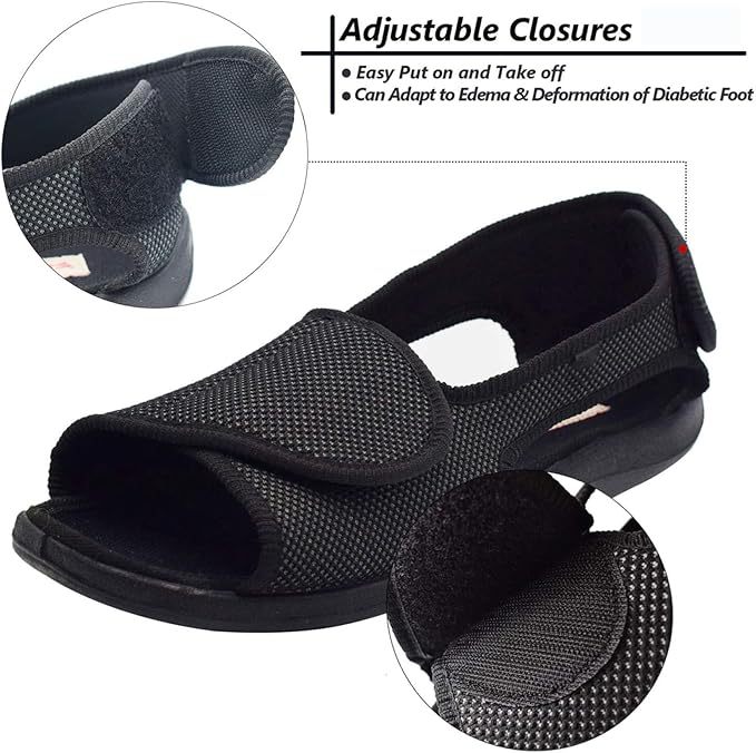 Diabetic Sandals for Men Wemen with Neuropathy,Diabetic Shoes, Men's Extra Wide Open Toe Sandals, Adjustable Arthritis Edema Slippers