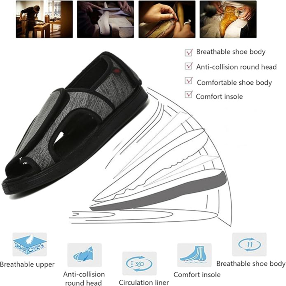 Orthopedic Slippers for Diabetic Men, Slippers for Puffy Feet with Adjustable Closure for Arthritic Edema, Comfortable Shoes for Elderly, Give Parents