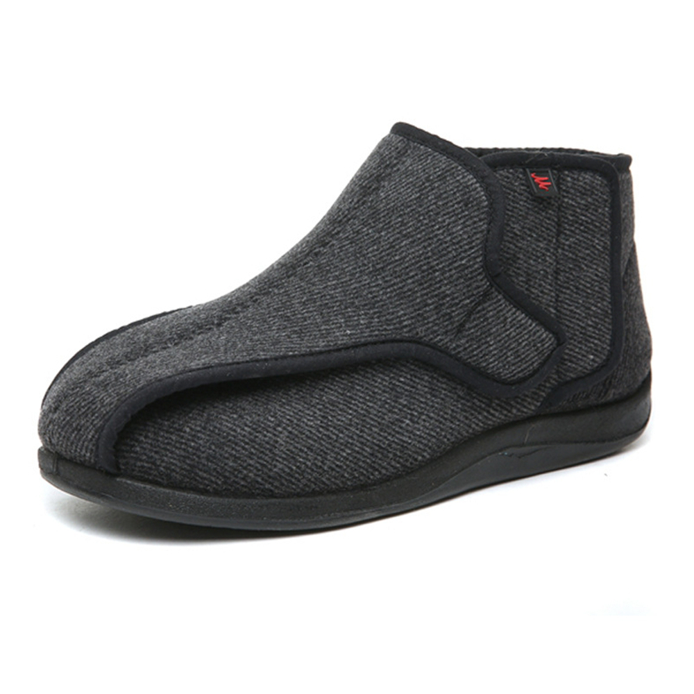 Men's wemen's Diabetic Shoes Wide Fit, Washable Elderly Shoes for Swollen Feet with Adjustable Vel-cro Strap, Soft Woolen Cloth Upper & Polar Fleece Linings Orthopedic Footwear