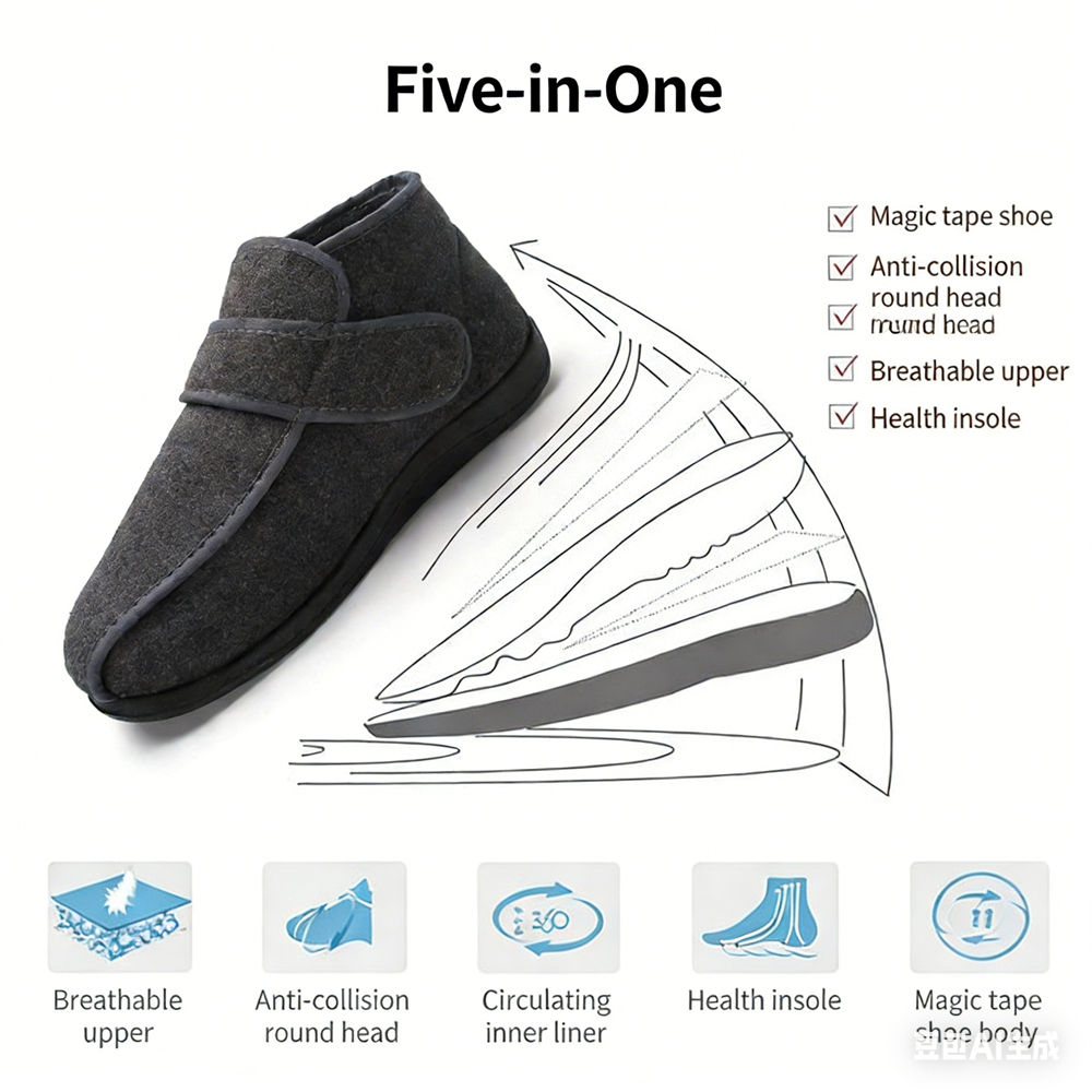 Men's wemen's Diabetic Shoes Wide Fit, Washable Elderly Shoes for Swollen Feet with Adjustable Vel-cro Strap, Soft Woolen Cloth Upper & Polar Fleece Linings Orthopedic Footwear,Black/48
