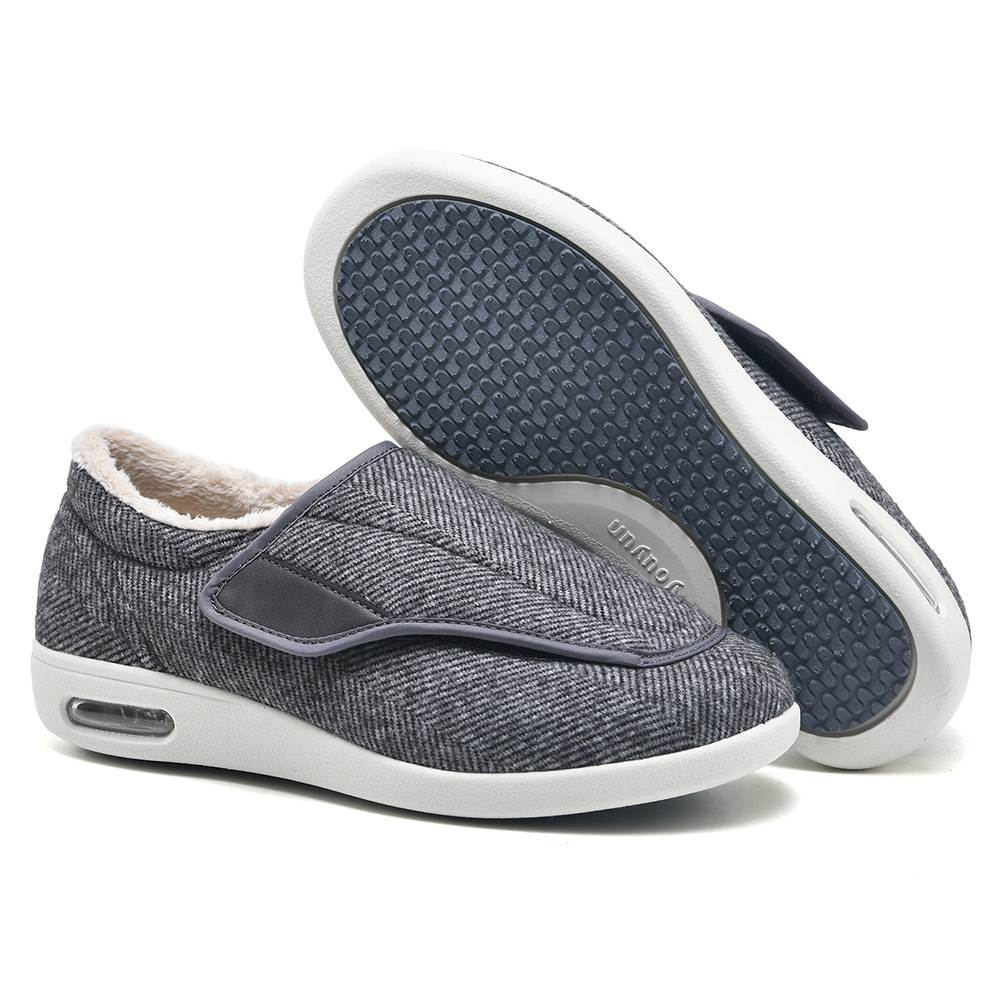 Mens Women wide fit slippers, Winter Warm Diabetic Shoes for Men Women, Adjustable Walking Shoes Wide Width Shoes Non-Slip Lightweight for Neuropathy Swollen Feet Shoes