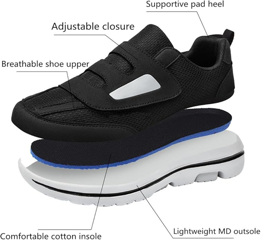 Men's Wemen’s Wide Width Walking Shoes for Swollen Feet Adjustable Diabetic Shoes Lightweight Comfortable Sneakers