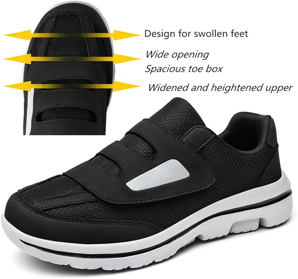 Men's Wemen’s Wide Width Walking Shoes for Swollen Feet Adjustable Diabetic Shoes Lightweight Comfortable Sneakers