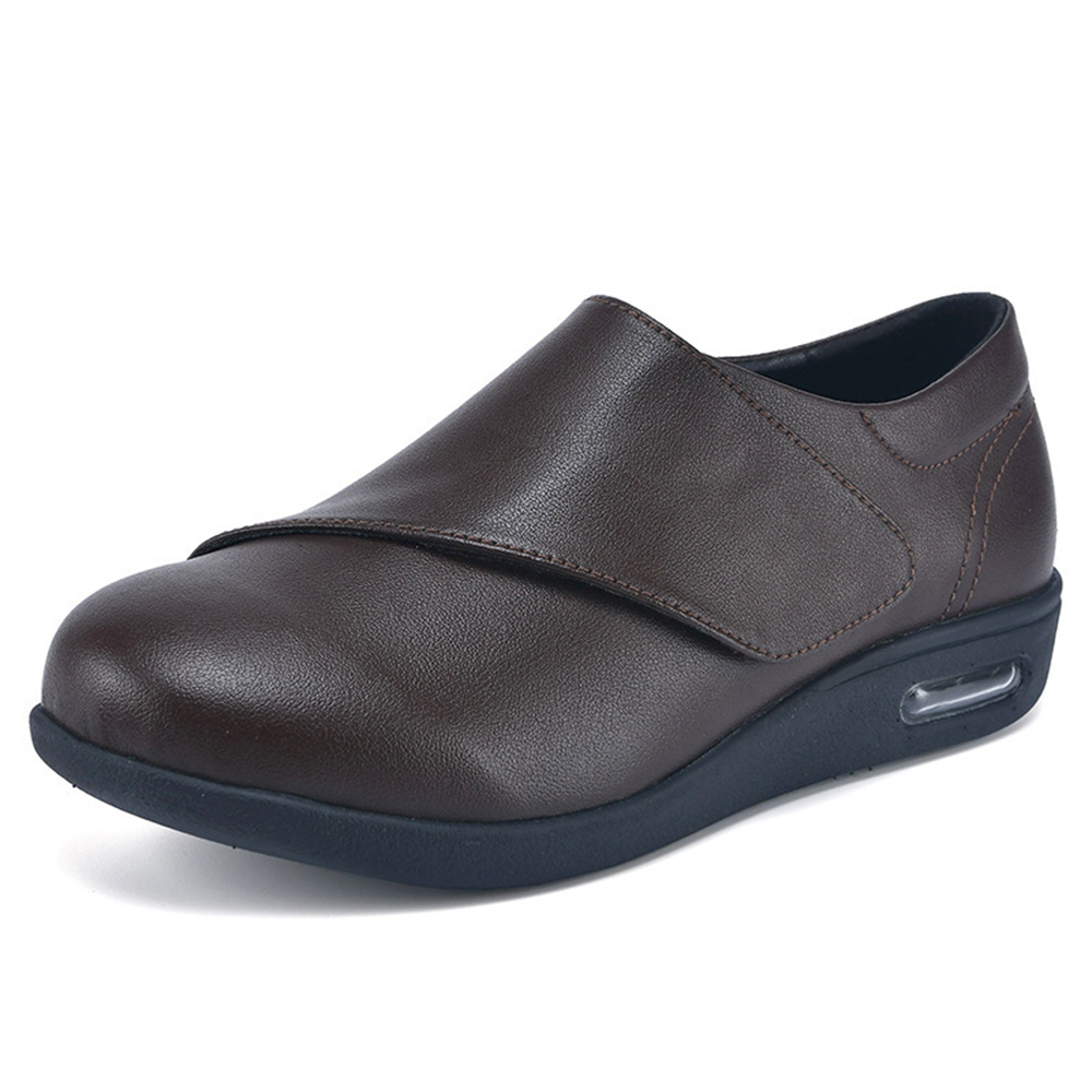 Diabetic Shoes Men's Leather Wide Health Trainers, Adjustable Closure Orthopaedic Shoes, Deer Shoes for Seniors for Swollen Feet