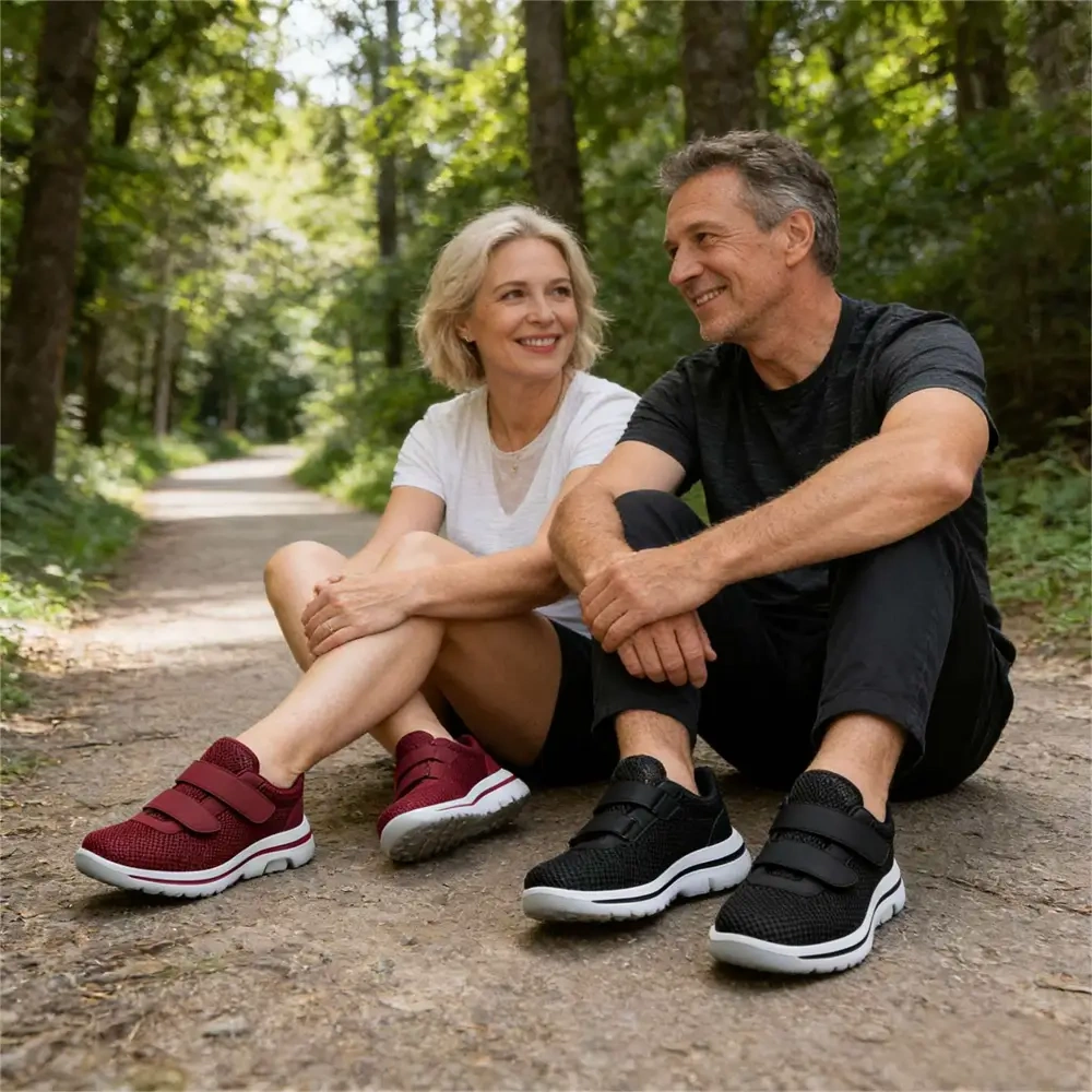 Men's and Women's Wide Diabetic Sneakers with Breathable Mesh