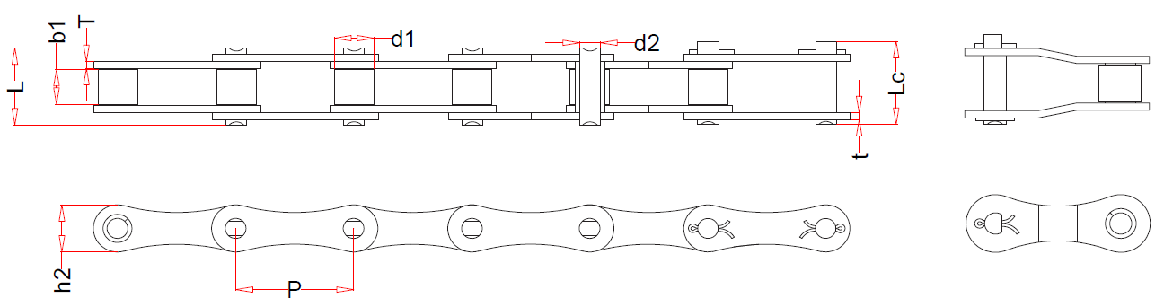 Agricultural roller chains 55V