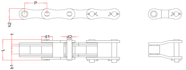 Agricultural roller chains 55VF1H2