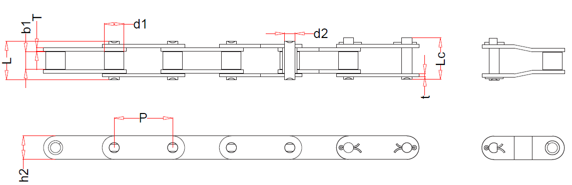 Agricultural roller chains, type 55VD