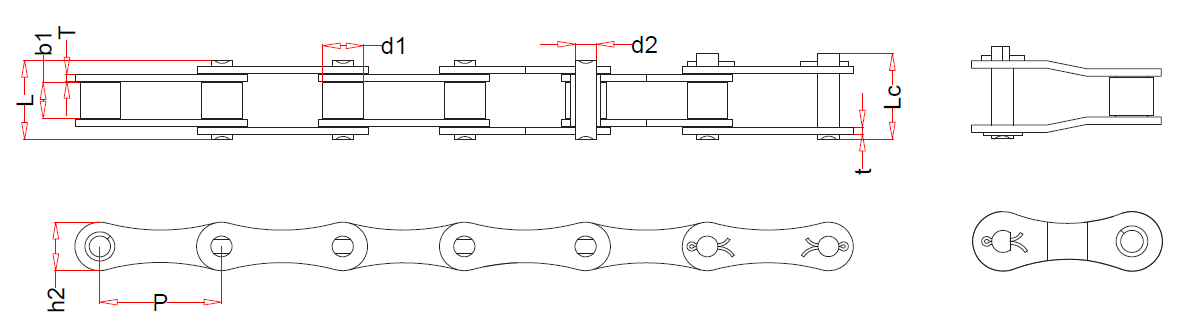 Special agricultural roller chains