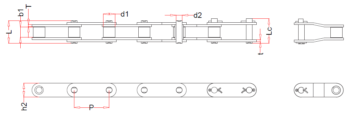 Agricultural roller chains, type 38.4