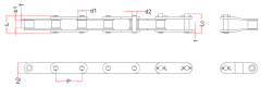 Agricultural roller chains, type 38.4