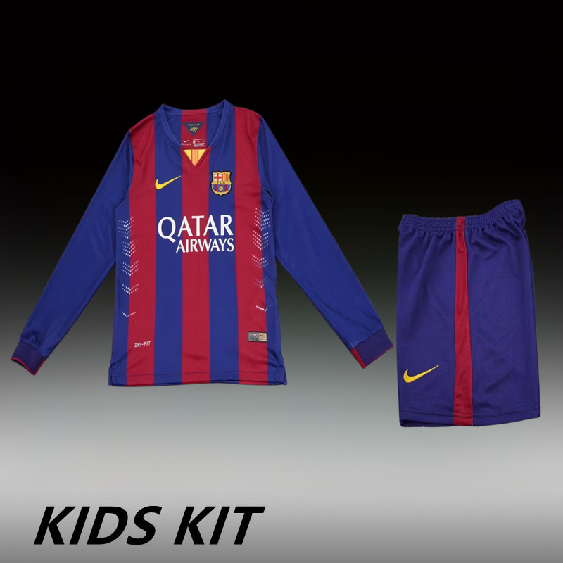 2014-15 BARCELONA HOME LONG SLEEVE KIDS KIT
