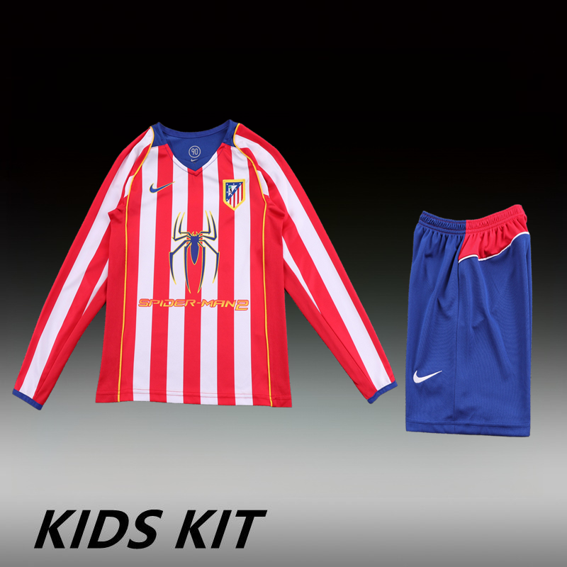 2004-05 ATLETICO MADRID HOME LONG SLEEVES KIDS KIT