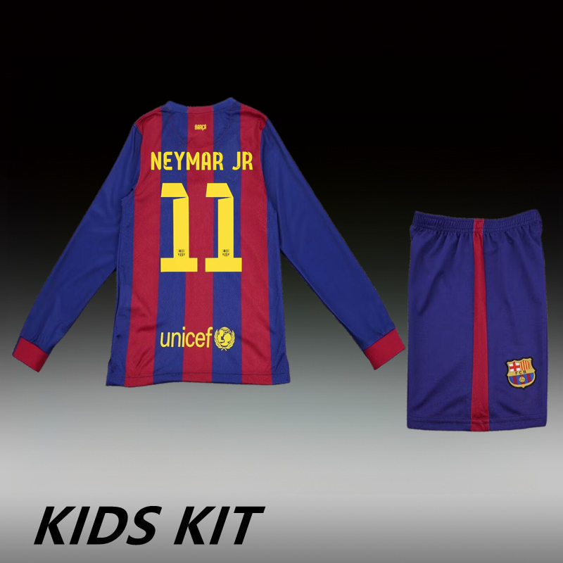 2014-15 BARCELONA HOME LONG SLEEVE KIDS KIT