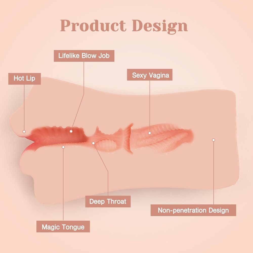 Deep Throat Blow Job Signature Stroker, Sex Toys for Men, Realistic RUSHSKIN Close-Ended Pocket Pal Oral Adult Toy for Man Masturbation