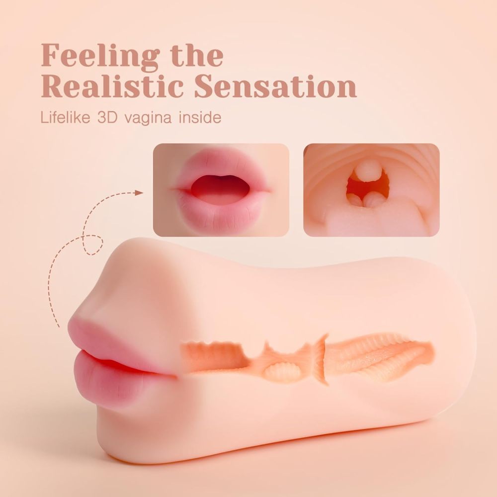 Deep Throat Blow Job Signature Stroker, Sex Toys for Men, Realistic RUSHSKIN Close-Ended Pocket Pal Oral Adult Toy for Man Masturbation