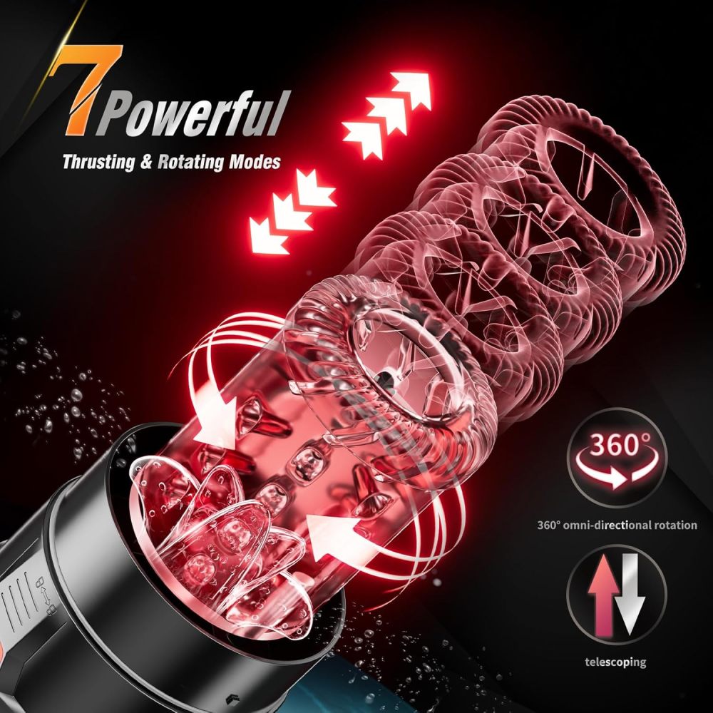 Male Masturbator Penis Pump - Male Sex Toys for Men with Upgrade 12 S Vacuum Pump & 7 Thrusting Rotating Vibrating Sucking Licking LCD Adult Toys Mens Sex Toys Pocket Pussy Pumps & Enlargers